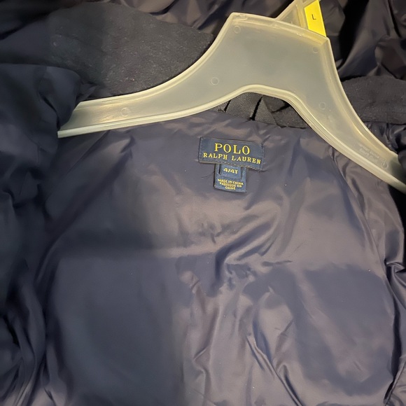 Girls Navy blue polo puffer coat - Picture 3 of 4